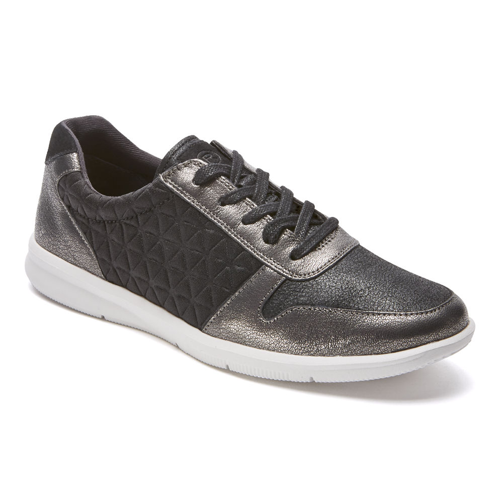 Rockport Singapore Womens Sneakers - Ayva Tie Black - WF3695420